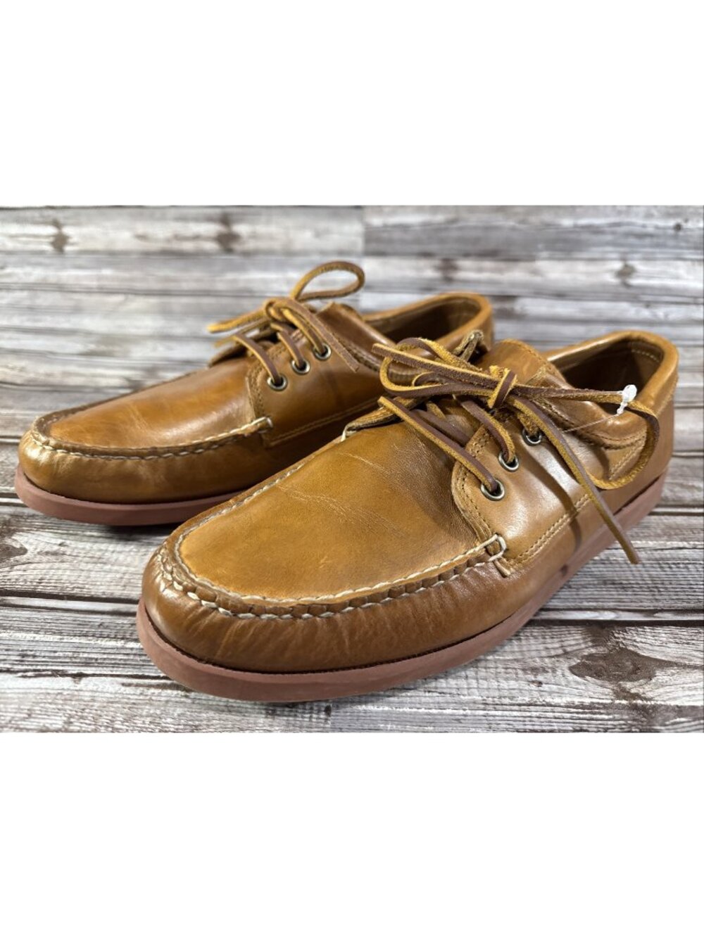 Quoddy Blucher Moccasin Shoes Leather Color Whiskey Size 11 Made In USA